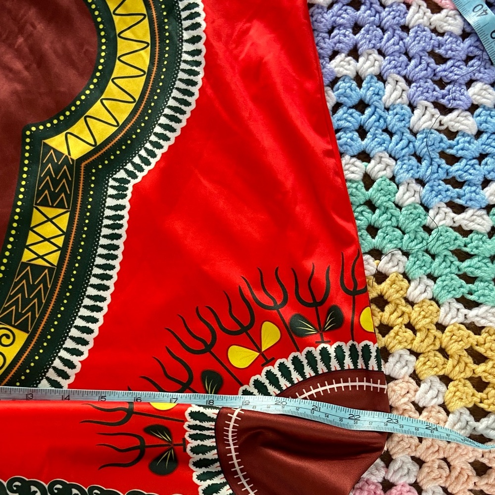 Red Dashiki African Style Midi Sheath Dress XXL XXLarge Volup Bodycon Plus Size - Picture 7 of 13